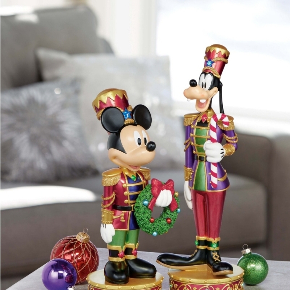 Disney Red and Green Holiday Decor Mickey Mouse Figurines